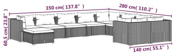 VidaXL Polyrattan Kerti Ülőgarnitúra - 10 részes - Barna