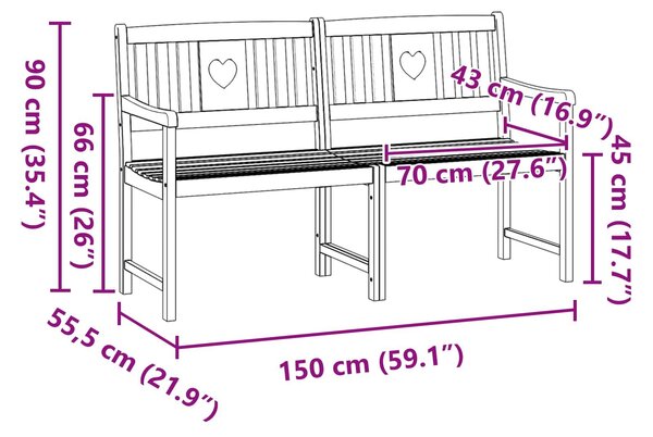 VidaXL Kerti pad Természetes 150 x 55,5 x 90 cm Tömör Akácfa