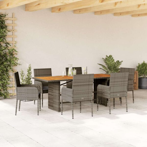 VidaXL Polyrattan Kerti Étkezőgarnitúra - 7 részes - Szürke