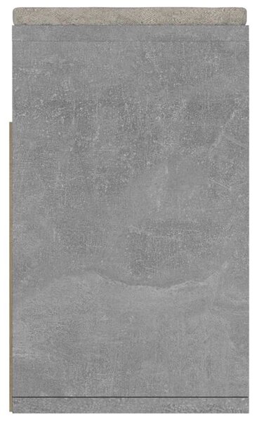Betonszürke szerelt fa cipőtároló pad párnával 104 x 30 x 49 cm