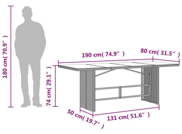 VidaXL Polyrattan Kerti Étkezőgarnitúra - 7 részes - Szürke