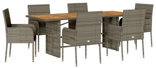 VidaXL Polyrattan Kerti Étkezőgarnitúra - 7 részes - Szürke
