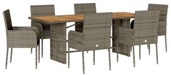 VidaXL Polyrattan Kerti Étkezőgarnitúra - 7 részes - Szürke