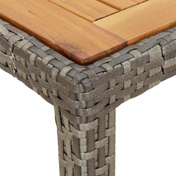 Szürke polyrattan és akácfa kerti asztal 190 x 90 x 75 cm