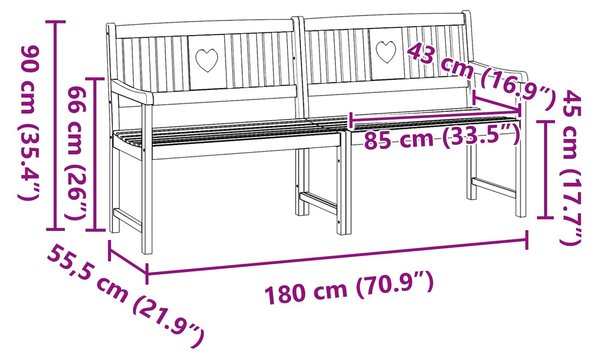 VidaXL Kerti pad Természetes 180 x 55,5 x 90 cm Tömör Akácfa