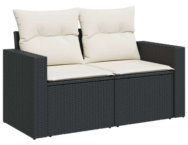 VidaXL 6 részes fekete polyrattan kerti ülőgarnitúra párnákkal