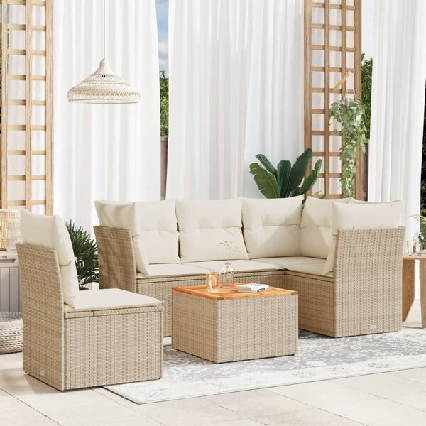 VidaXL Polyrattan Kerti Ülőgarnitúra - 6 részes - Bézs
