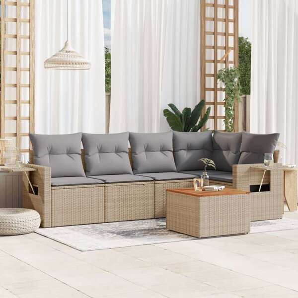 VidaXL Polyrattan Kerti Ülőgarnitúra - 6 részes - Bézs