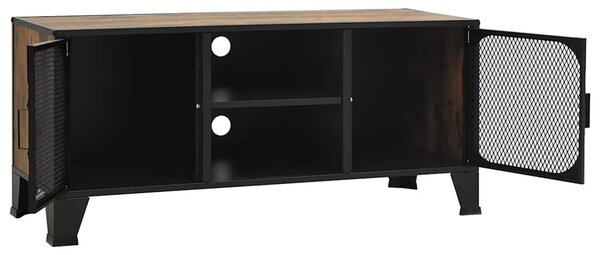 Rusztikus barna fém és MDF TV-szekrény 105 x 36 x 47 cm