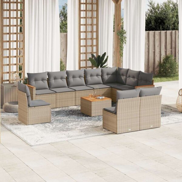 VidaXL Polyrattan Kerti Ülőgarnitúra - 11 részes - Bézs