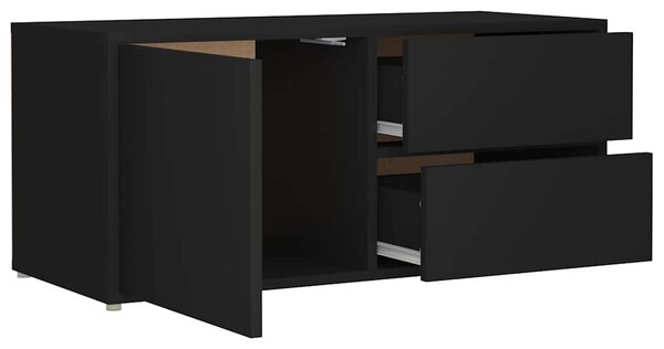 Fekete szerelt fa TV-szekrény 80 x 34 x 36 cm