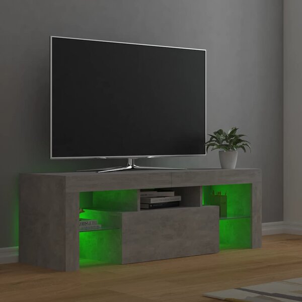 Betonszürke TV-szekrény LED-lámpákkal 120 x 35 x 40 cm