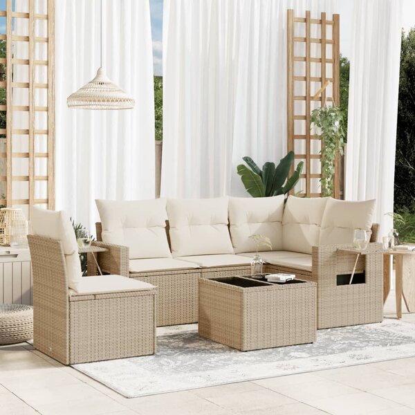 VidaXL Polyrattan Kerti Ülőgarnitúra - 6 részes - Bézs