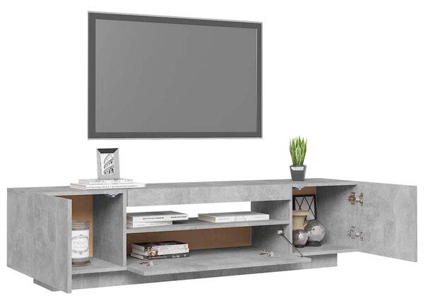 Betonszürke TV-szekrény LED-lámpákkal 160 x 35 x 40 cm