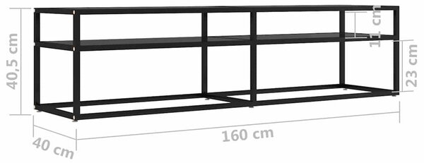 Fekete edzett üveg TV-szekrény 160 x 40 x 40,5 cm