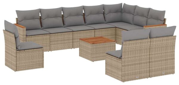 VidaXL Polyrattan Kerti Ülőgarnitúra - 11 részes - Bézs