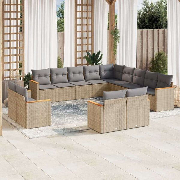 VidaXL Polyrattan Kerti Ülőgarnitúra - 13 részes - Bézs