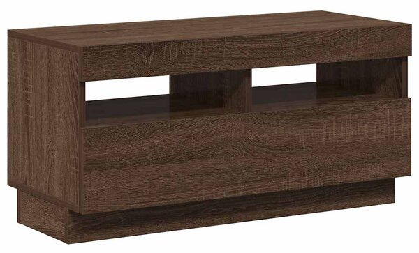 Barna tölgyszínű TV-szekrény LED-világítással 80 x 35 x 40 cm
