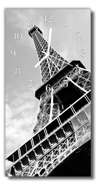 Négyszögletes fali üvegóra Város Eiffel-torony, szürke 30x60