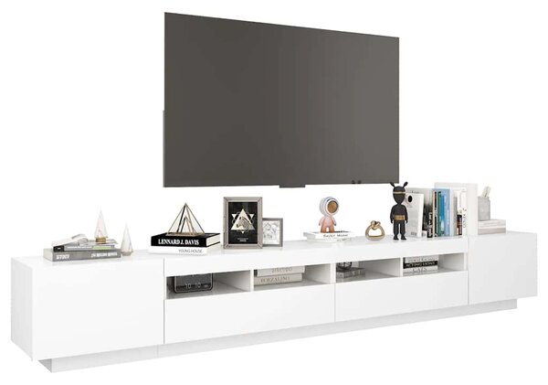 Fehér TV-szekrény LED-lámpákkal 260 x 35 x 40 cm