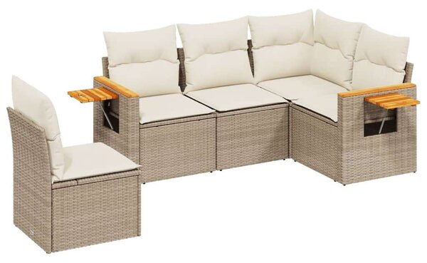 VidaXL 5 részes Polyrattan Kerti Ülőgarnitúra - Bézs