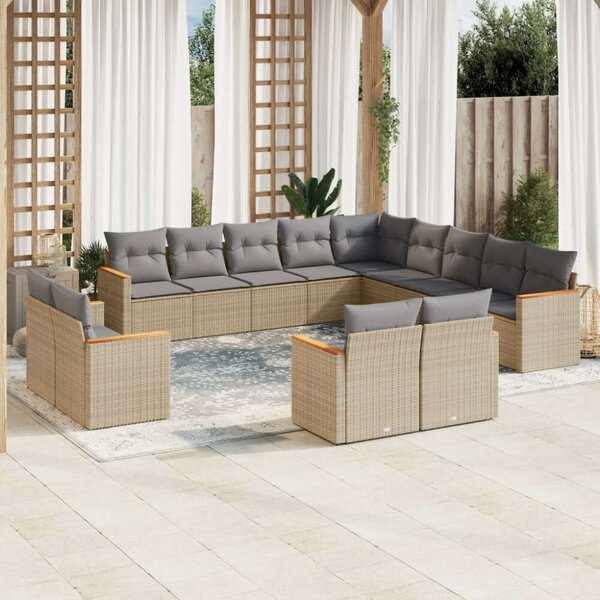 VidaXL Polyrattan Kerti Ülőgarnitúra - 13 részes - Bézs