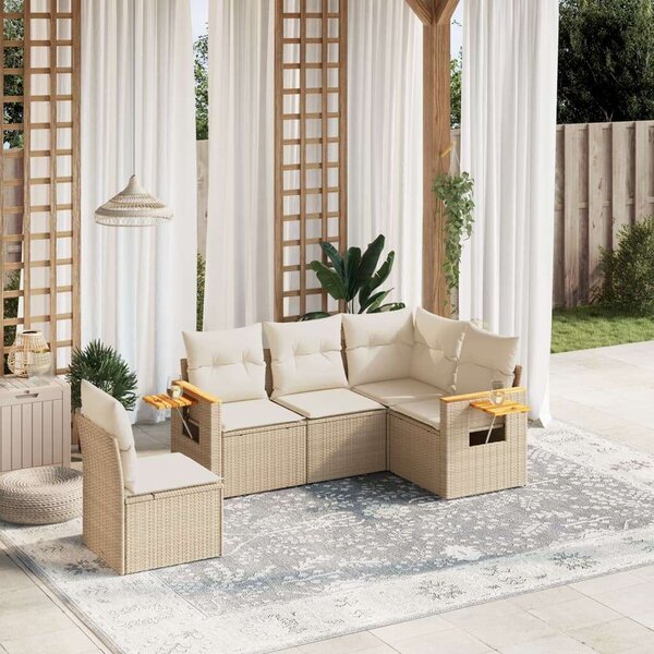 VidaXL 5 részes Polyrattan Kerti Ülőgarnitúra - Bézs
