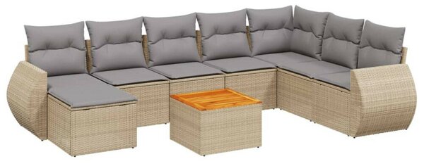 VidaXL Polyrattan Kerti Ülőgarnitúra - 9 részes - Fekete