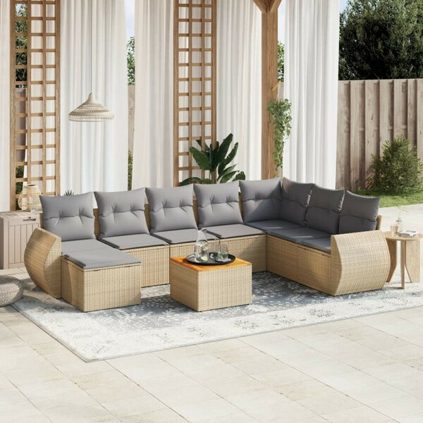 VidaXL Polyrattan Kerti Ülőgarnitúra - 9 részes - Fekete