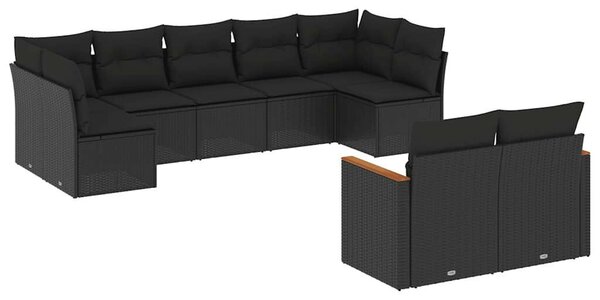 VidaXL Polyrattan Kerti Ülőgarnitúra - 9 részes - Fekete