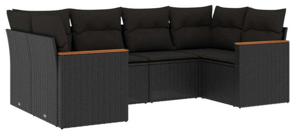 VidaXL Polyrattan Kerti Ülőgarnitúra - 6 részes - Fekete