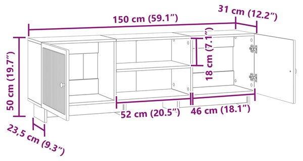 VidaXL TV szekrény Fekete 150 x 31 x 50 cm Mérnöki fa