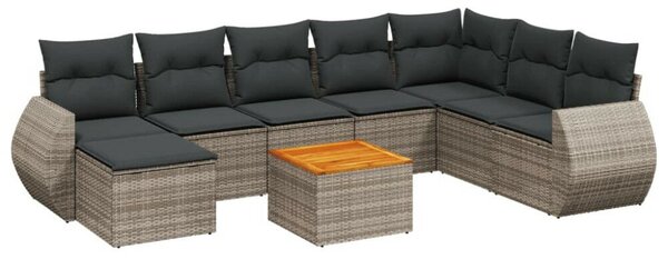 VidaXL Polyrattan Kerti Ülőgarnitúra - 9 részes - Fekete