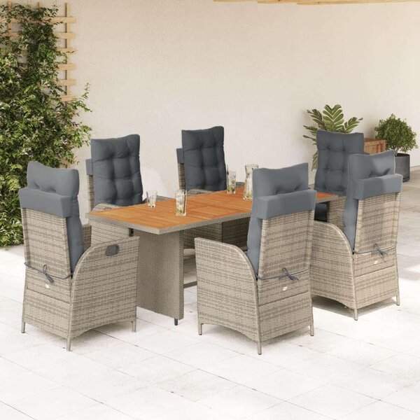 VidaXL Polyrattan Kerti Étkezőgarnitúra - 7 részes - Szürke