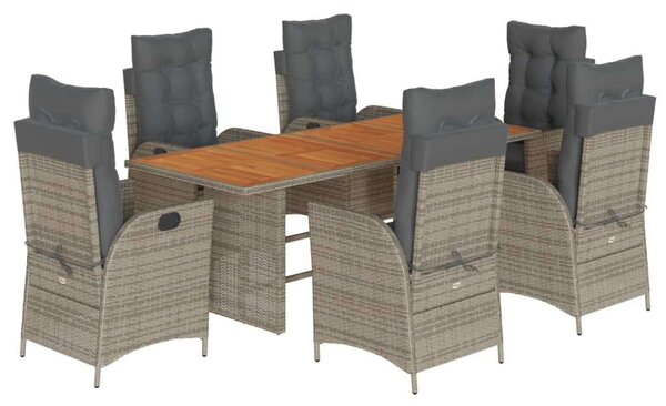 VidaXL Polyrattan Kerti Étkezőgarnitúra - 7 részes - Szürke