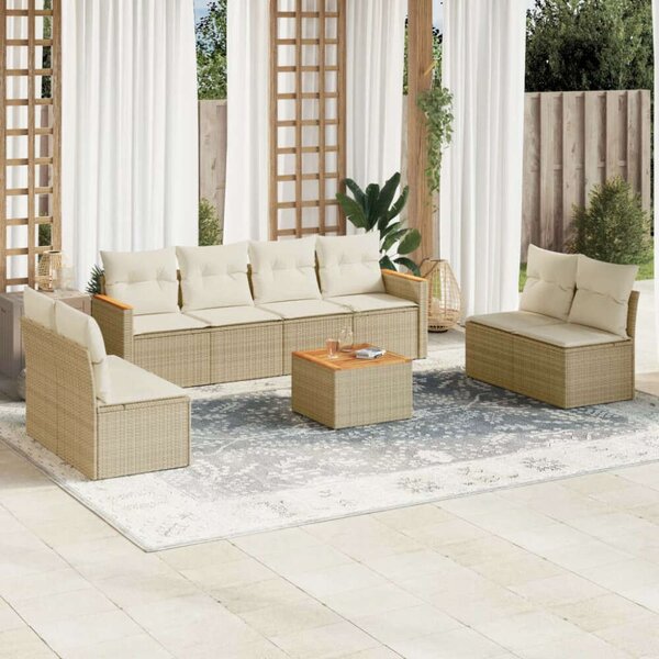 VidaXL Polyrattan Kerti Ülőgarnitúra - 9 részes - Bézs
