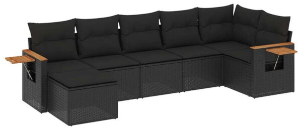 VidaXL Polyrattan Kerti Ülőgarnitúra - 7 részes - Fekete