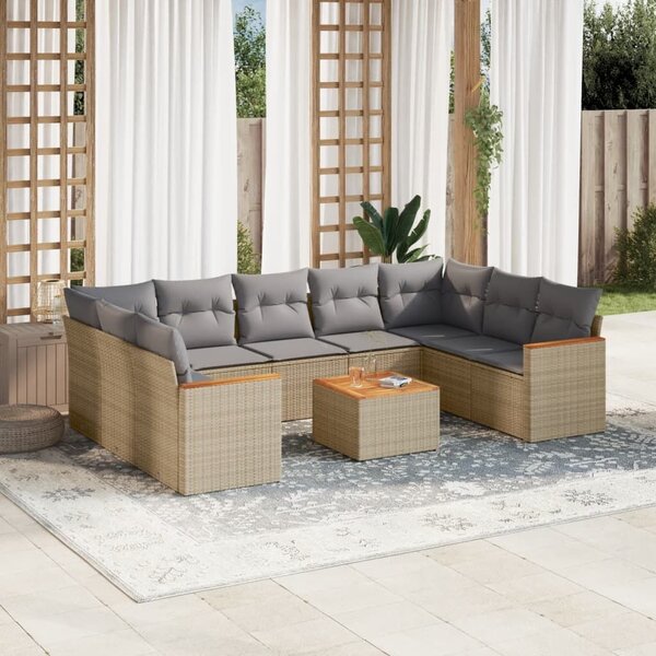 VidaXL Polyrattan Kerti Ülőgarnitúra - 10 részes - Bézs