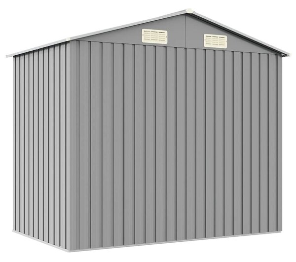 Szürke horganyzott acél kerti fészer 205 x 129 x 183 cm