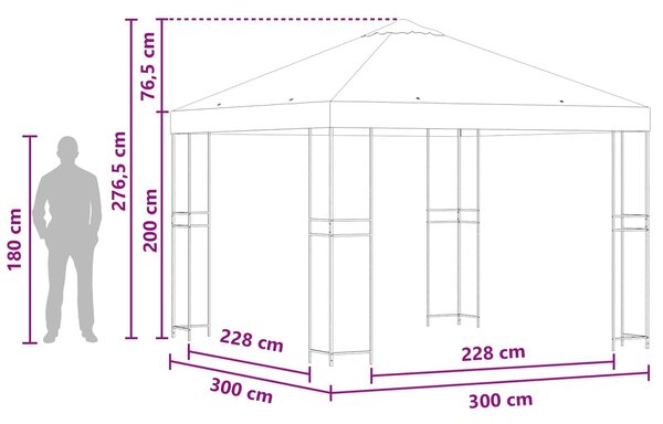 VidaXL Pavilon 3 x 3 m Bézs Poliészter és acél 190 gsm