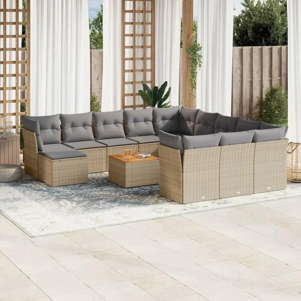 VidaXL Polyrattan Kerti Ülőgarnitúra - 13 részes - Bézs