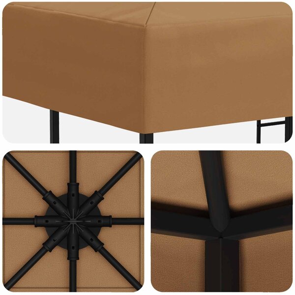 VidaXL Pavilon 3 x 3 m Bézs Poliészter és acél 190 gsm