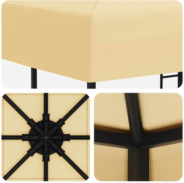 VidaXL Pavilon 3 x 3 m Krémszínű Poliészter és acél 190 gsm