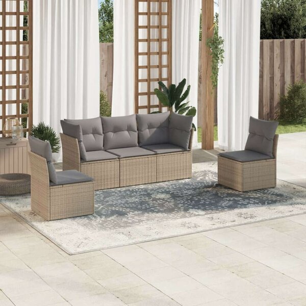 VidaXL Polyrattan Kerti Ülőgarnitúra - 5 részes - Bézs