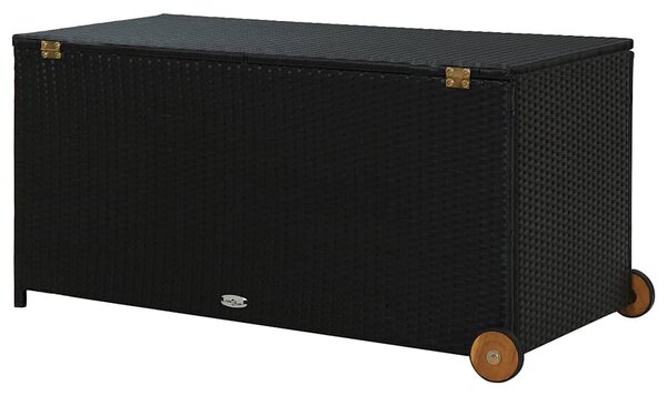 Fekete polyrattan kerti tárolóláda 120 x 65 x 61 cm