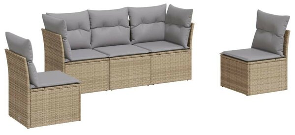 VidaXL Polyrattan Kerti Ülőgarnitúra - 5 részes - Bézs