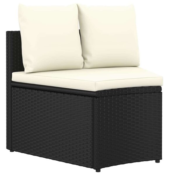 VidaXL 9 részes fekete polyrattan kerti kanapészett párnákkal