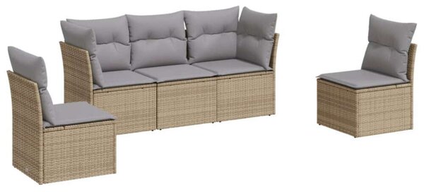 VidaXL Polyrattan Kerti Ülőgarnitúra - 5 részes - Bézs