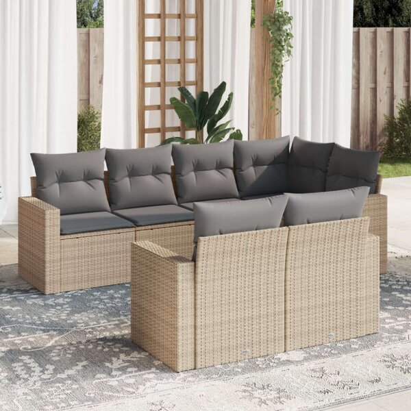 VidaXL Polyrattan Kerti Ülőgarnitúra - 7 részes - Bézs