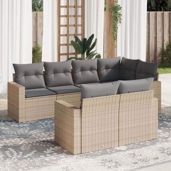 VidaXL Polyrattan Kerti Ülőgarnitúra - 7 részes - Bézs